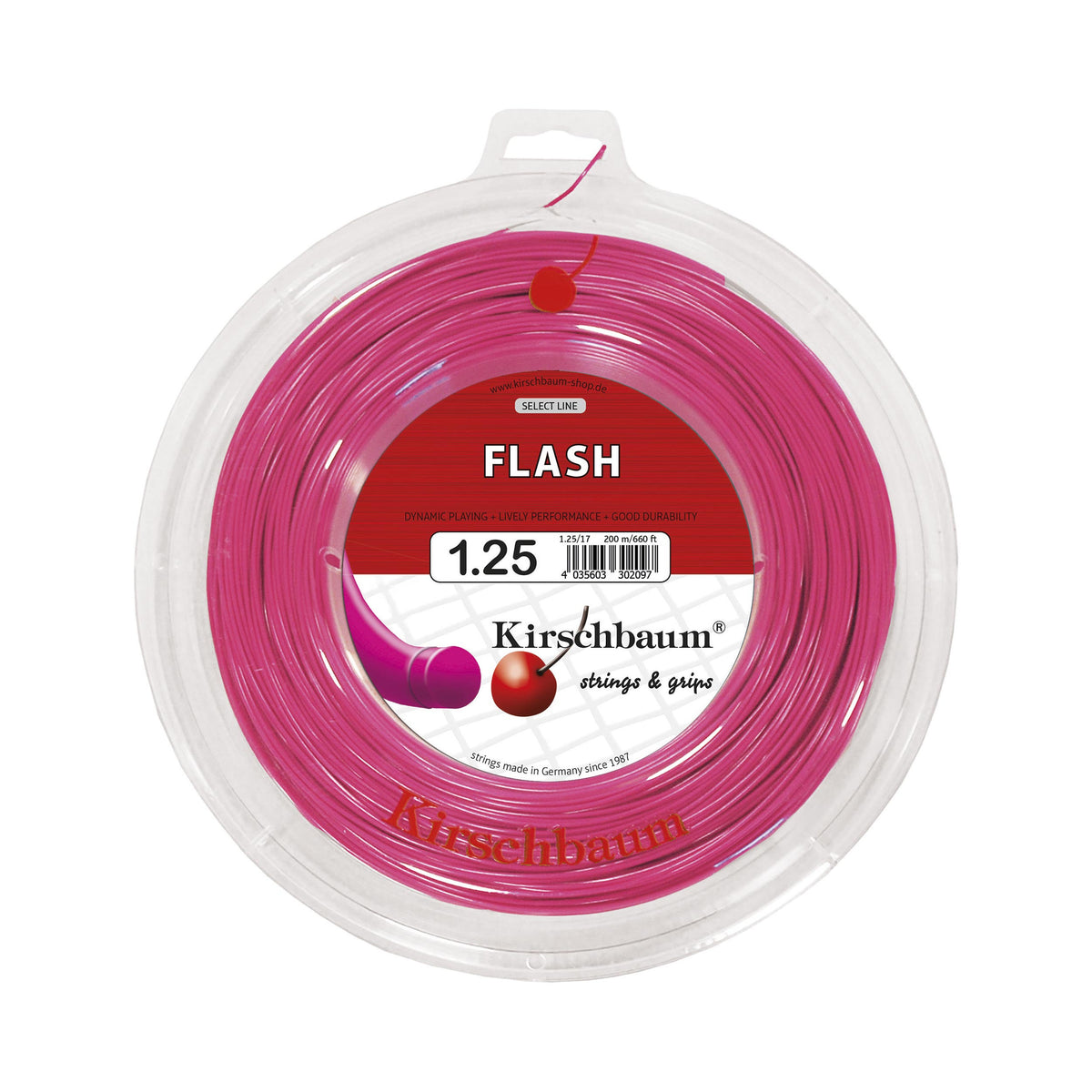 Kirschbaum Flash String Reel 200m-Pink Kirschbaum Flash String Reel 200m-Pink