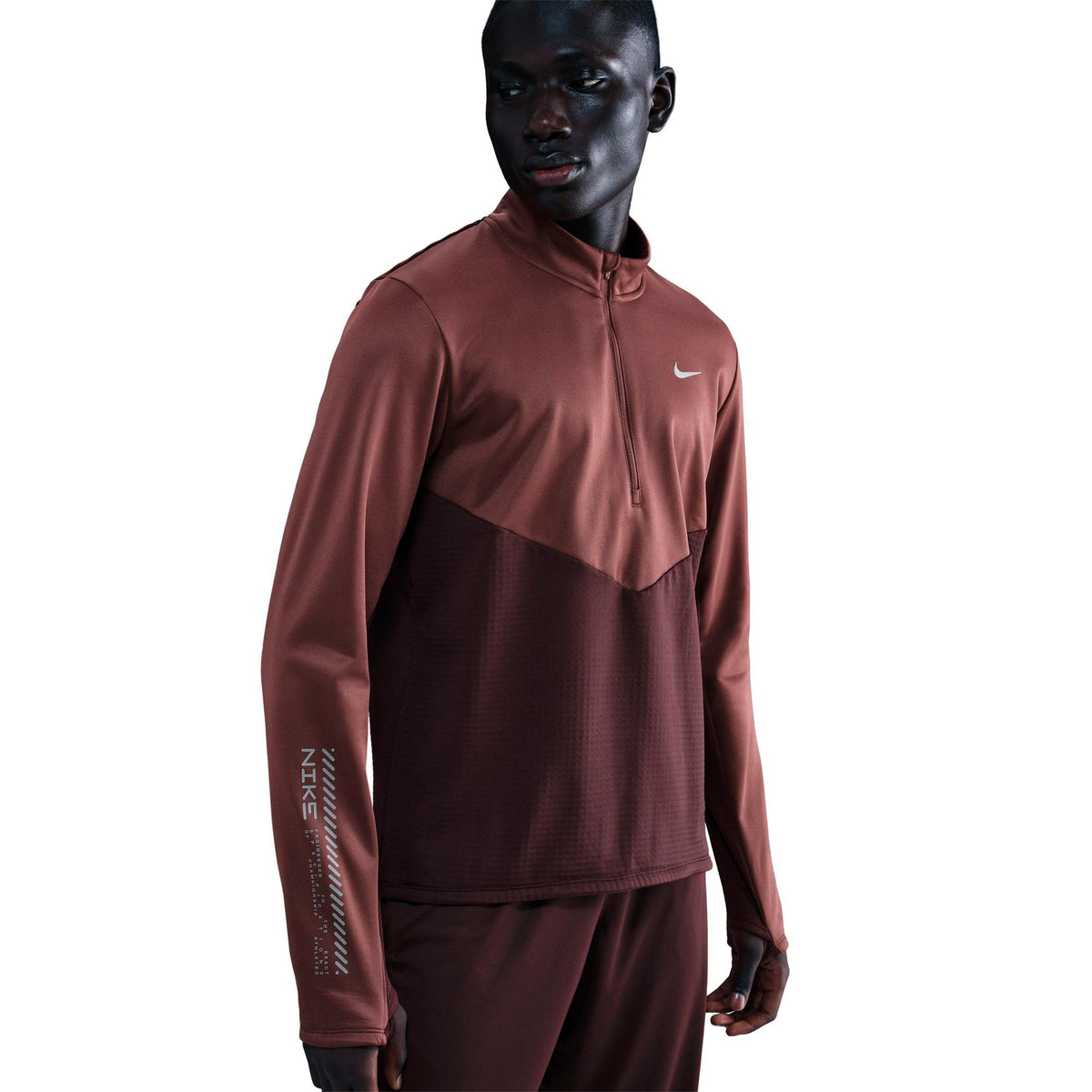 Nike Pacer Winterized Half-Zip Laufshirt Herren - dunkelrot, bronze