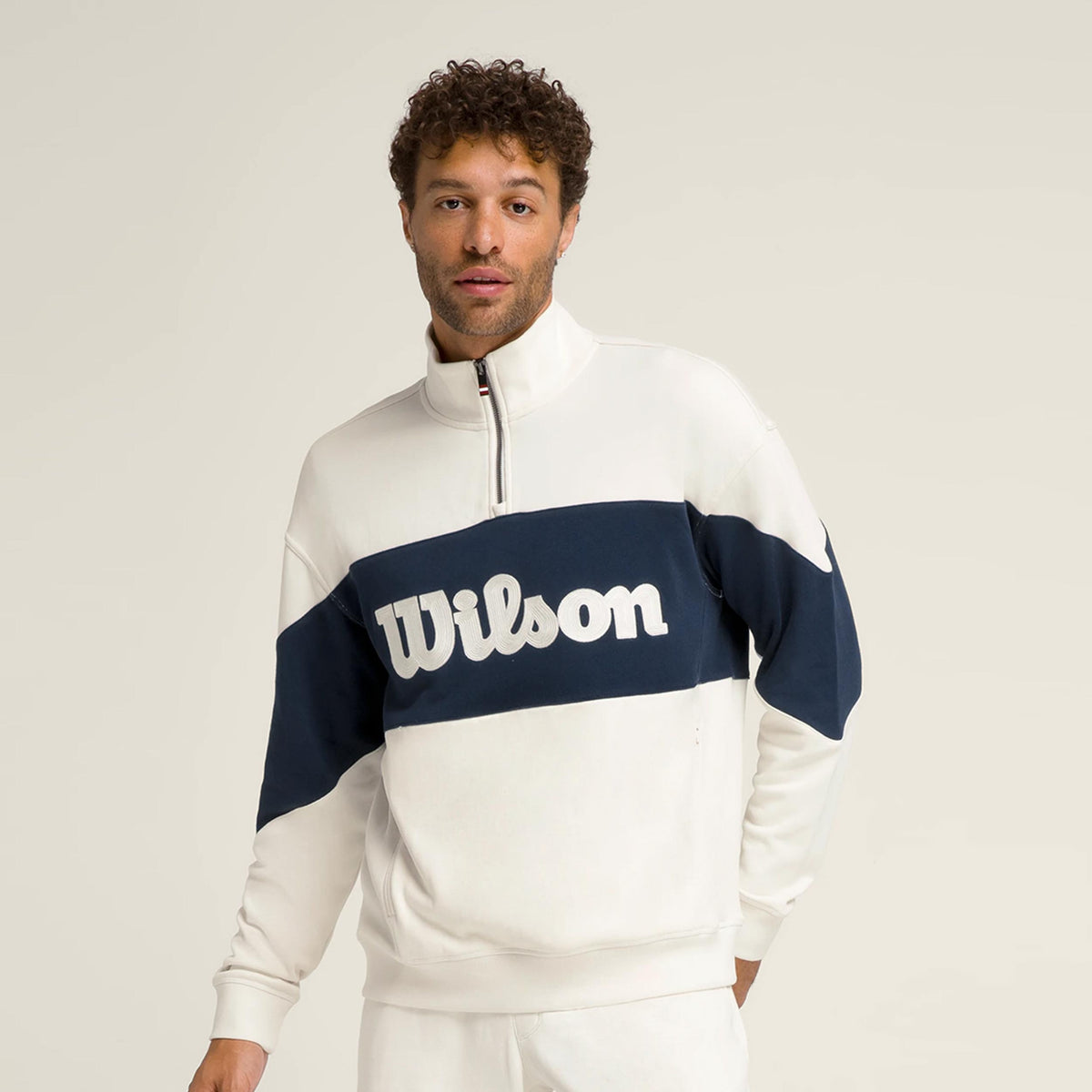 Wilson Parkside Half-Zip Sweatshirt Men-Cream,Dark Blue