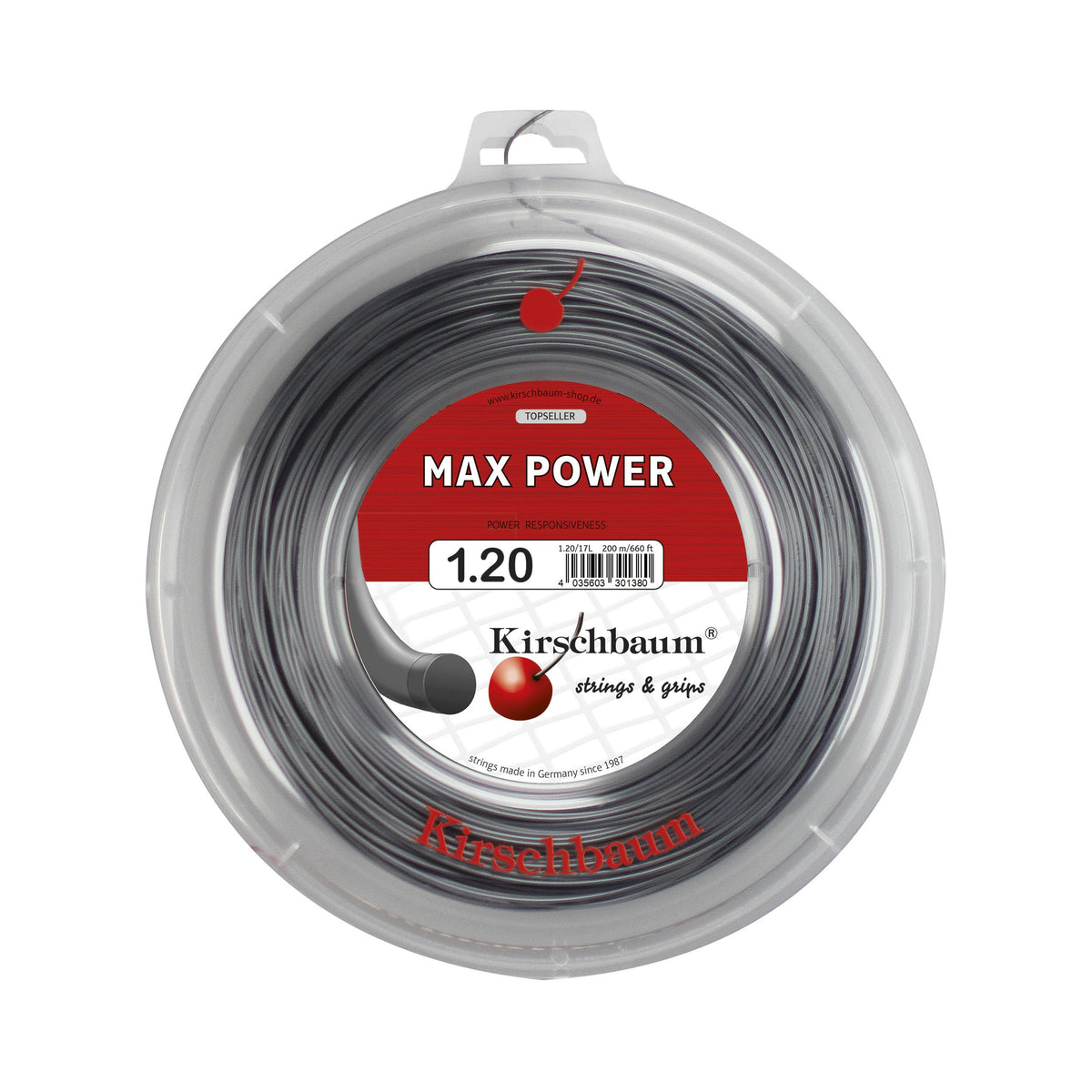 Kirschbaum Max Power String Reel 200m-Anthracite