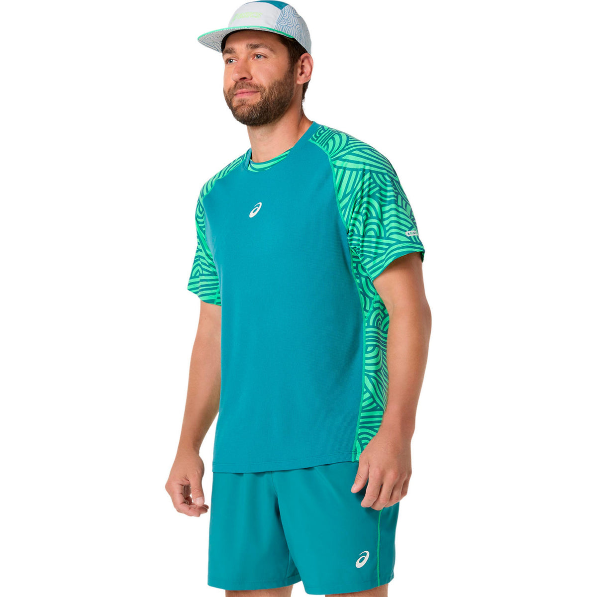 ASICS Court T-Shirt Herren - dunkelgrün, hellgrün
