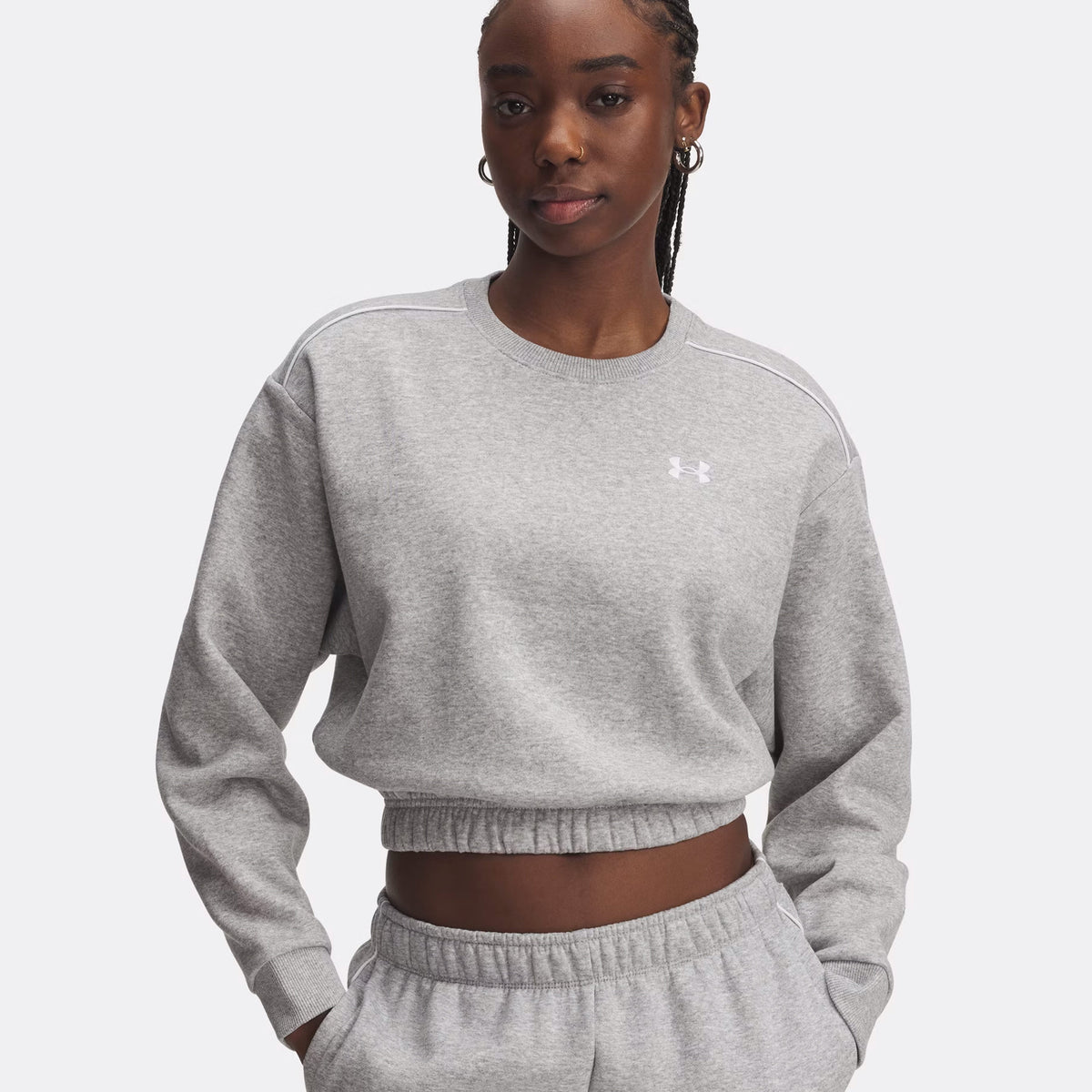 Under Armour Rival Fleece Piped Crew Sweatshirt Damen-Hellgrau