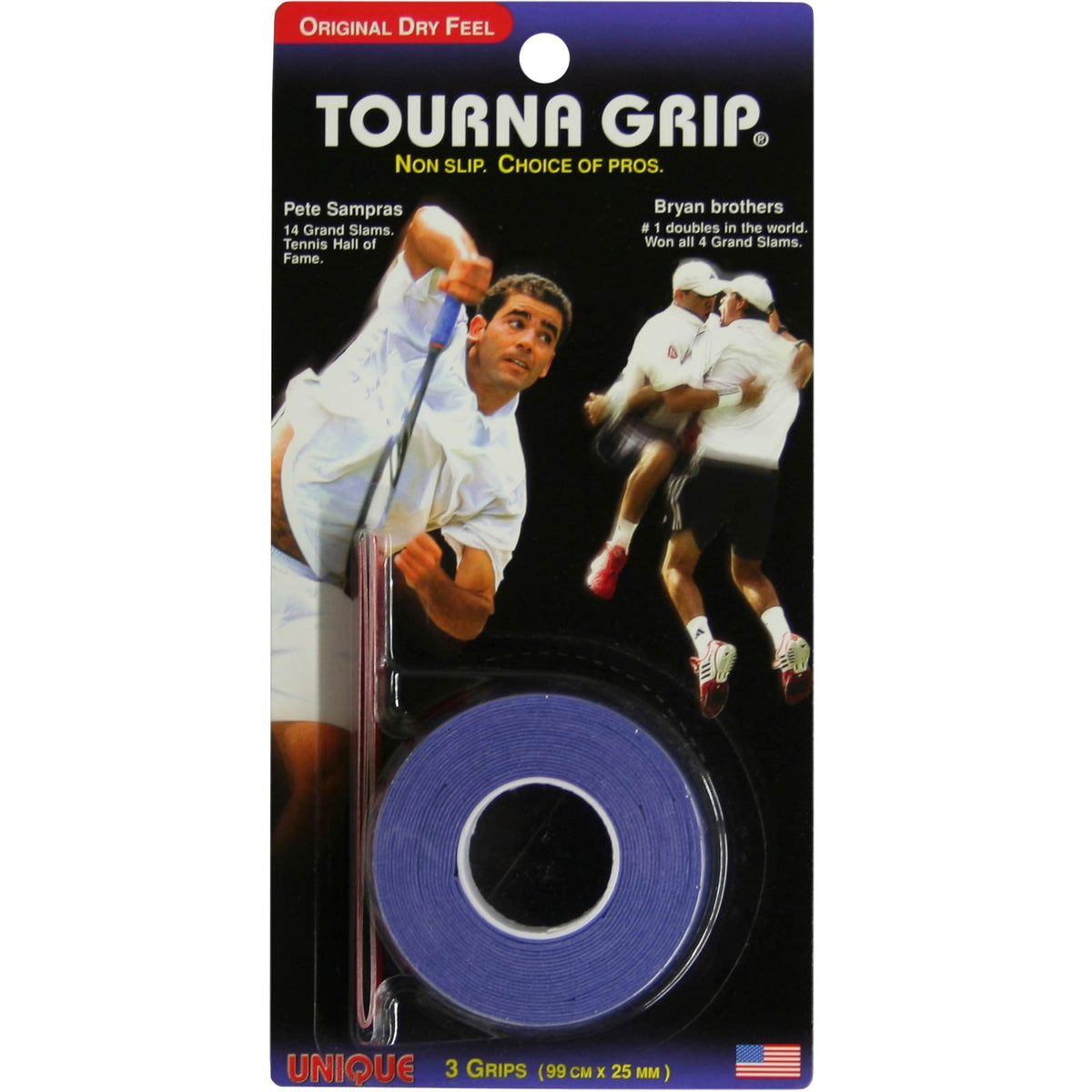 Tourna Grip Standard (99cmx25mm) Tennisovergrip 3er Pack - blau