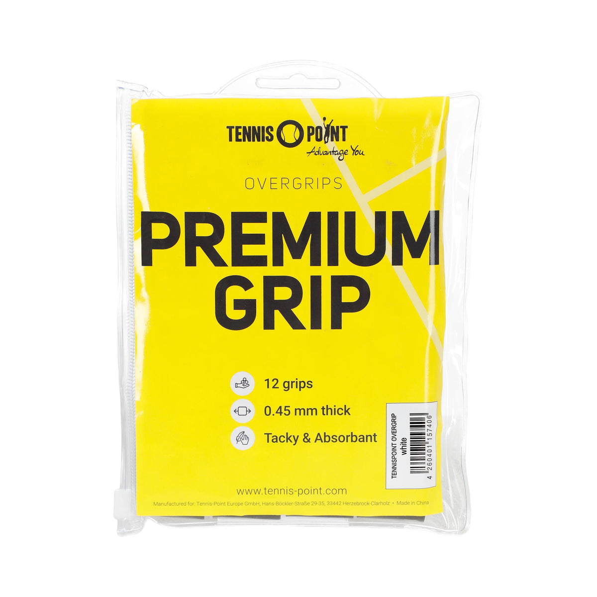 Tennis-Point Premium Grip 12 Pack-White