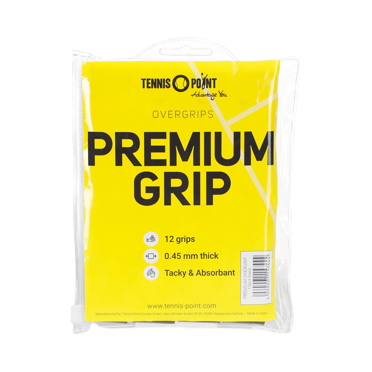 Tennis-Point Premium Grip 12er Pack-Schwarz
