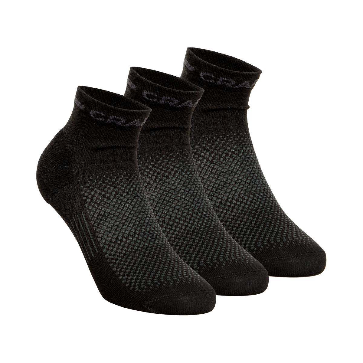 Craft Core Dry Mid Running Socks 3 Pack-Black