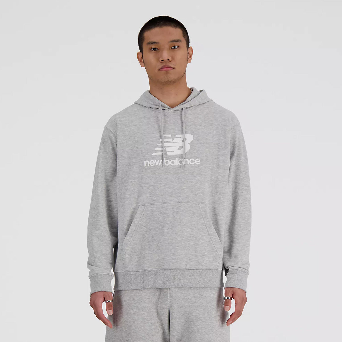 New Balance French Terry Logo Hoodie Hoody Herren-Grau