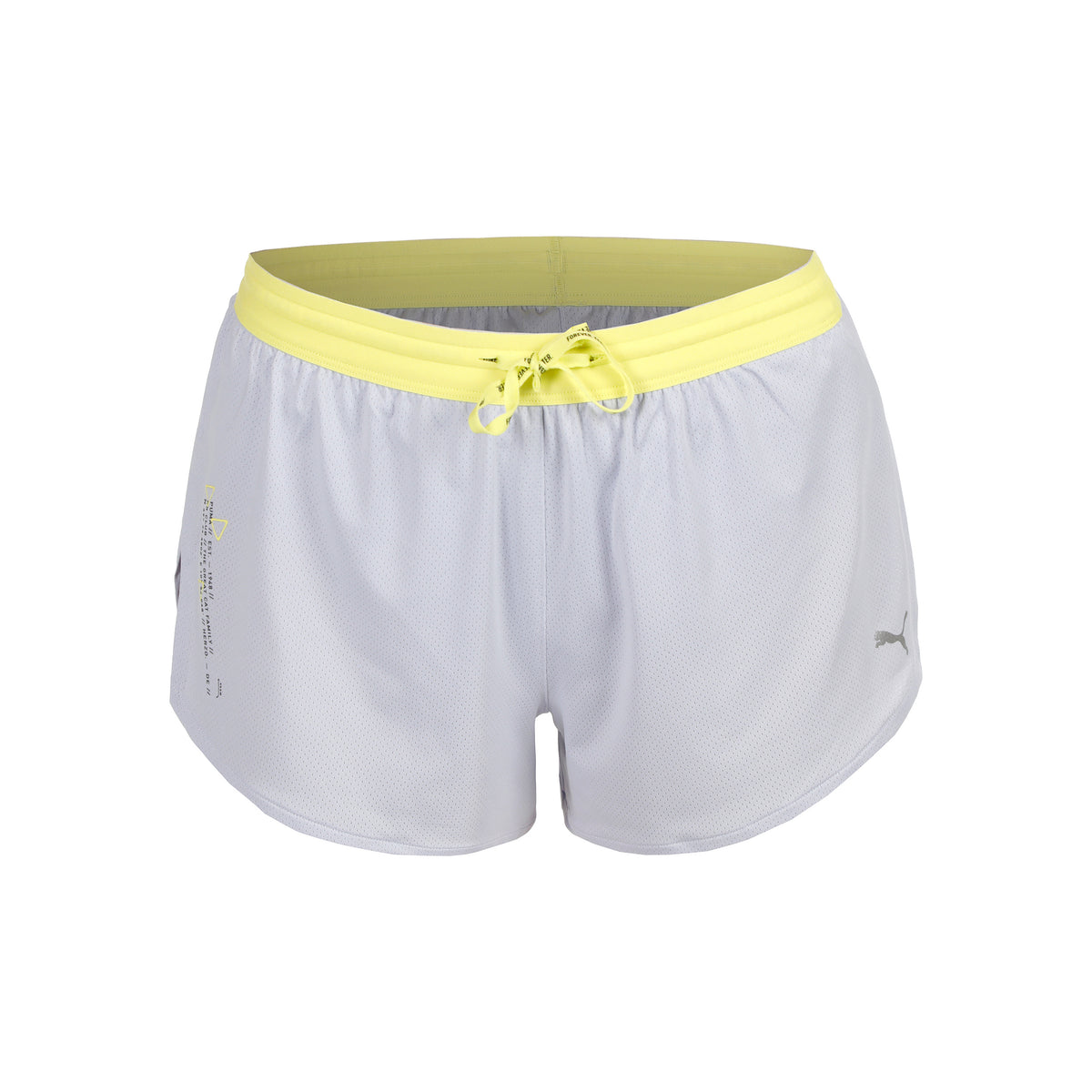 Puma Knit 3in Split Laufshorts Damen-Hellgrau,Gelb