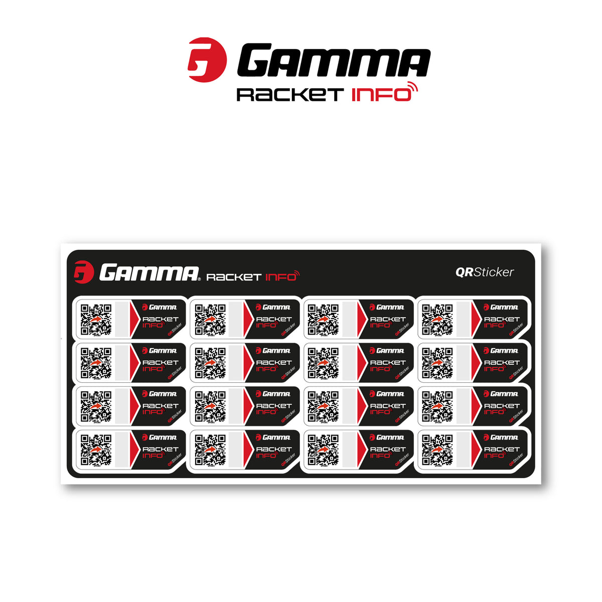 Gamma Racket Info Internationale Version Stringing sticker 16 Pack - black