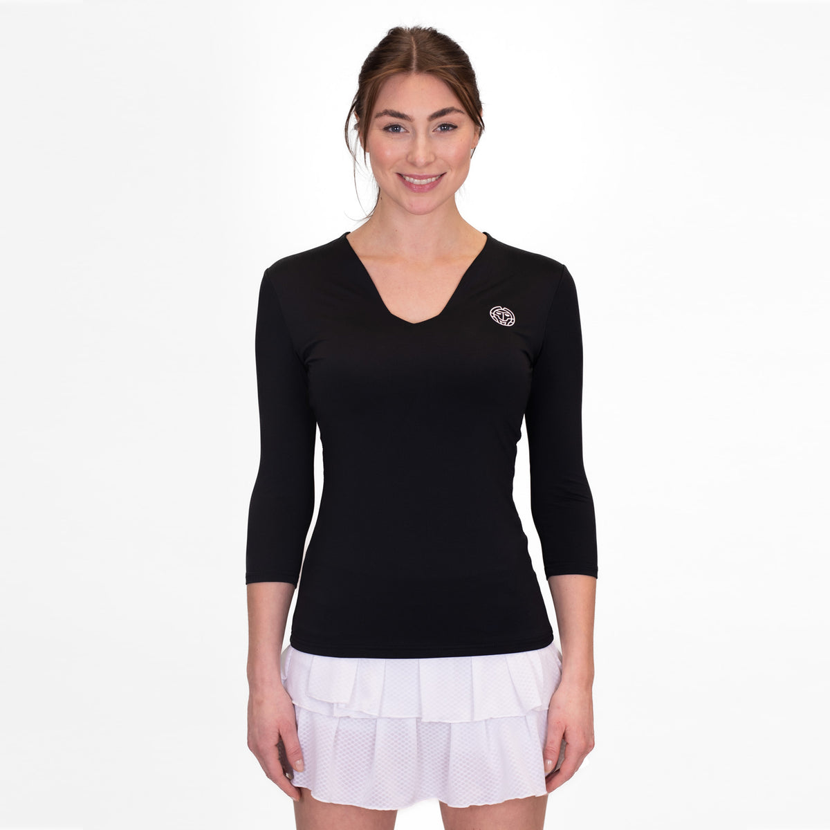 BIDI BADU Crew V-Neck Longsleeve Damen-Schwarz