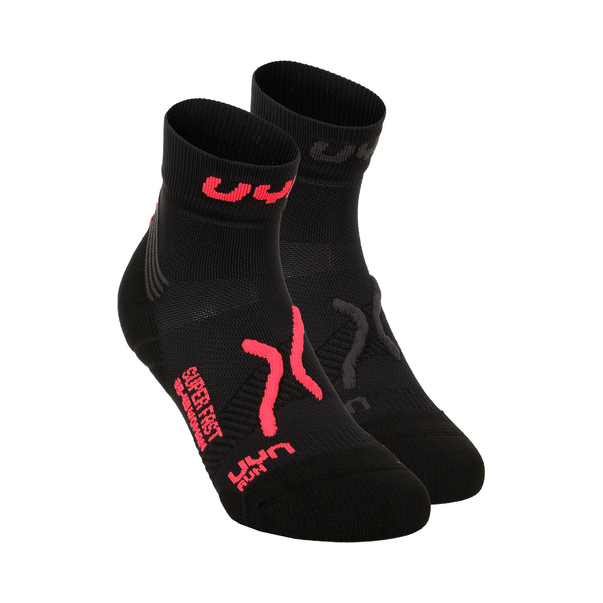 UYN Super Fast Running Socks 2 Pack Women-Black,Coral