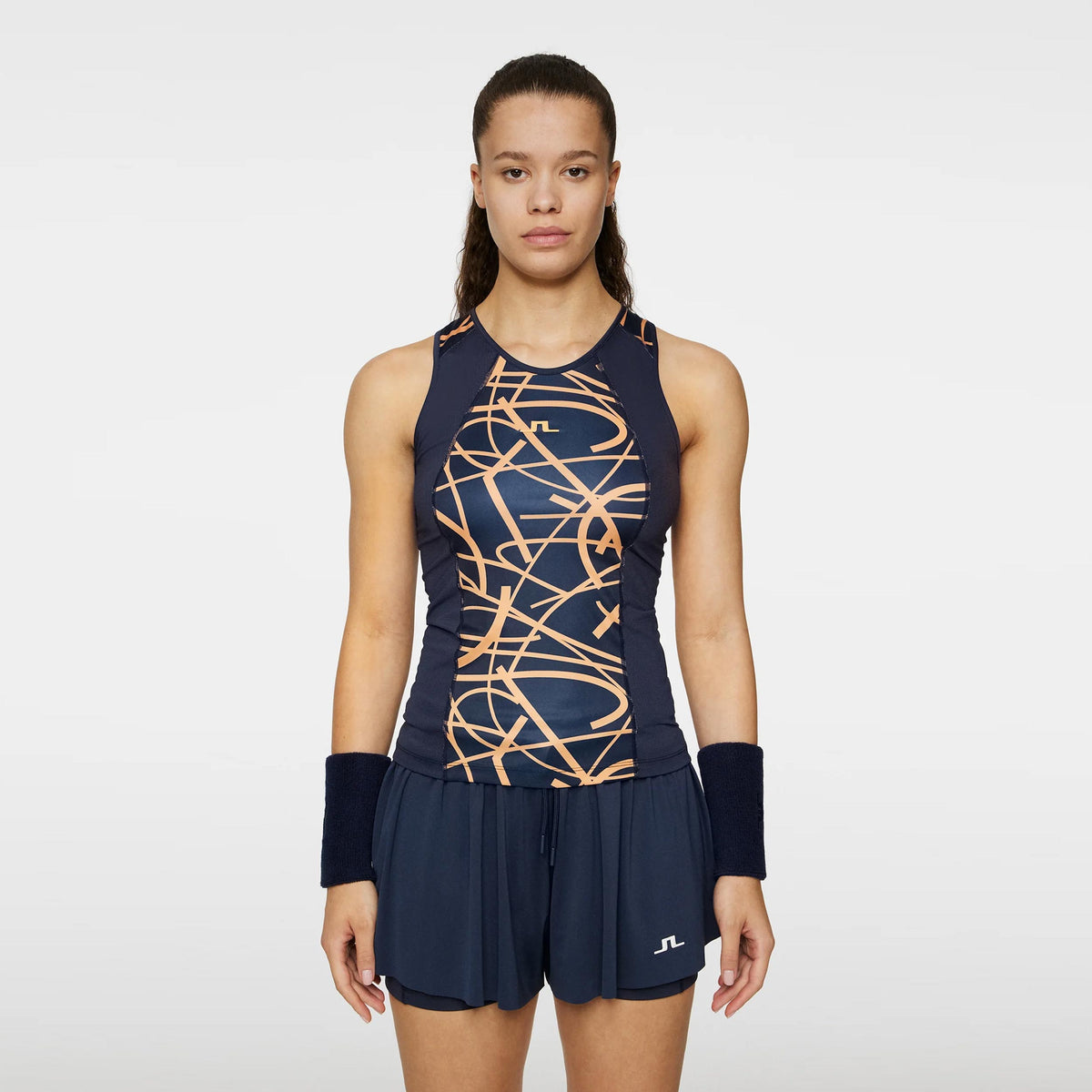 JLindeberg Miria Printed Tank Top Women-Dark Blue,Orange