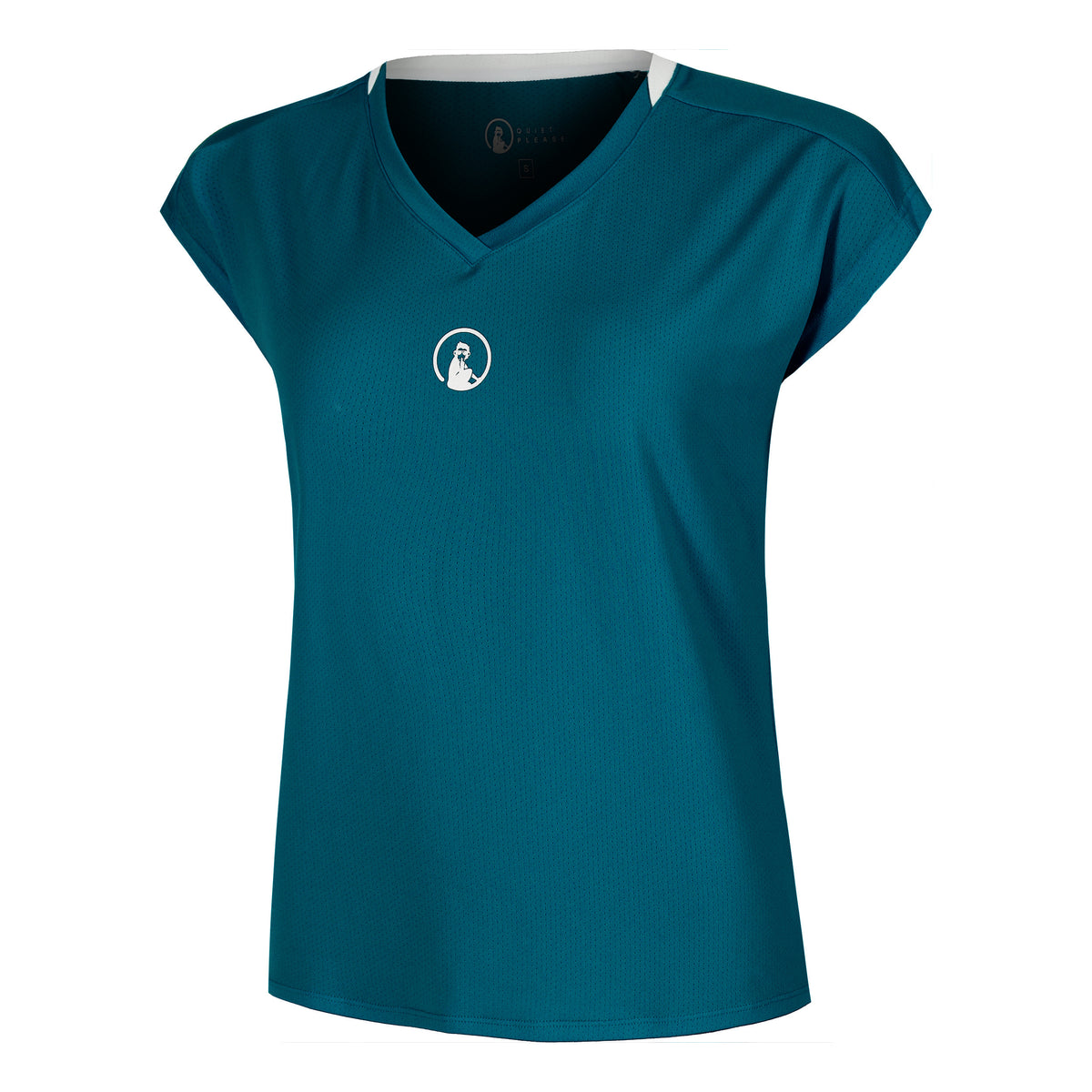 Quiet Please Create Volley T-Shirt Damen-Petrol,Weiß
