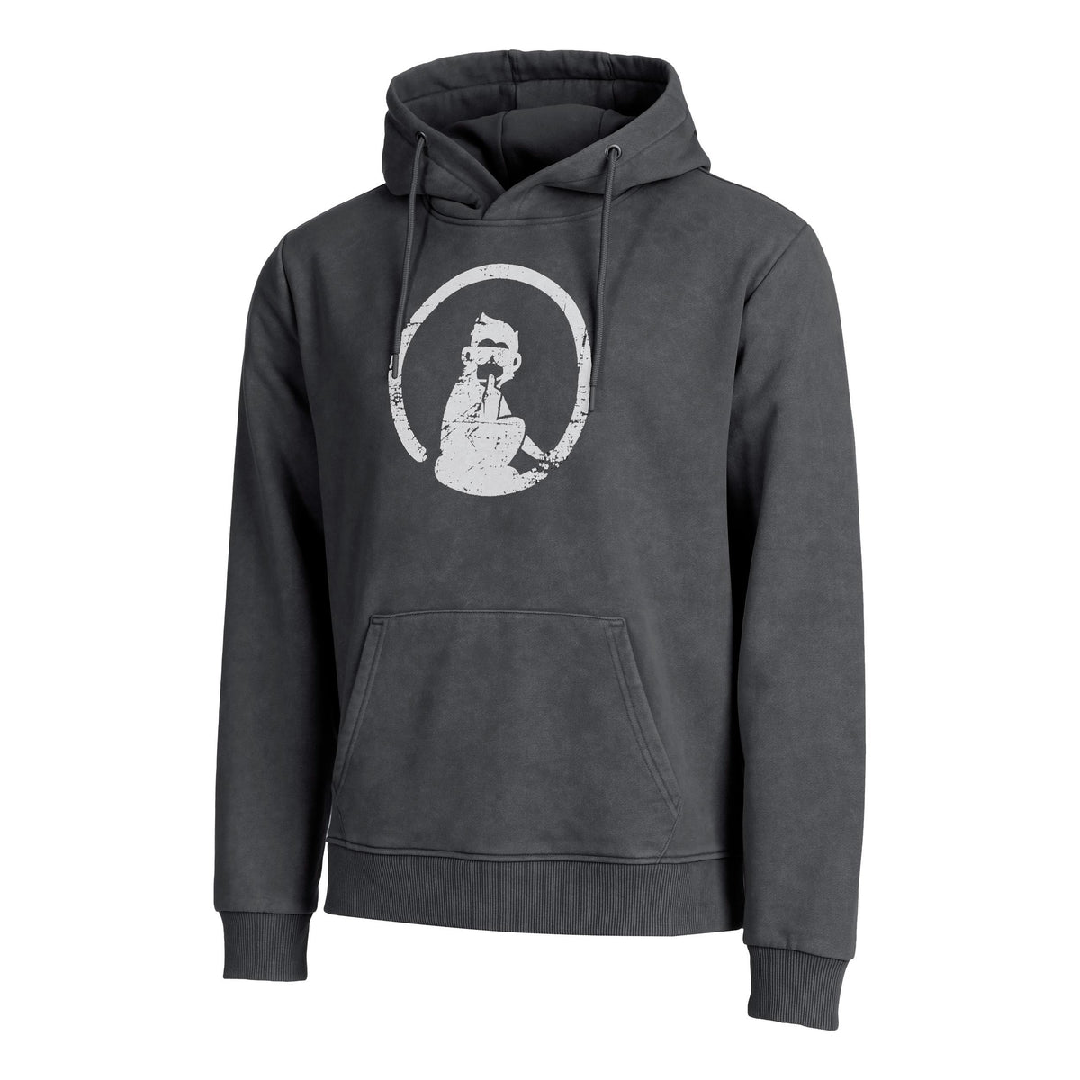 Quiet Please Endlessly Washed Out Loose Fit Hoody Men-Anthracite,White