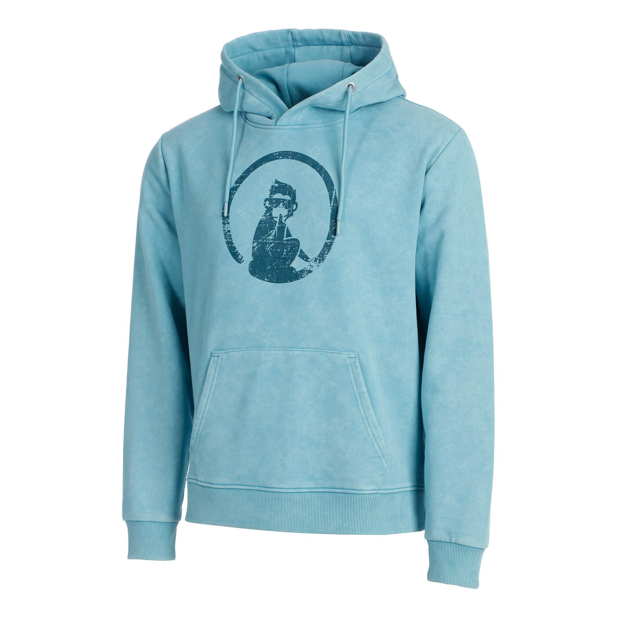 Quiet Please Create Washed Out Loose Fit Hoody Herren-Hellblau,Petrol