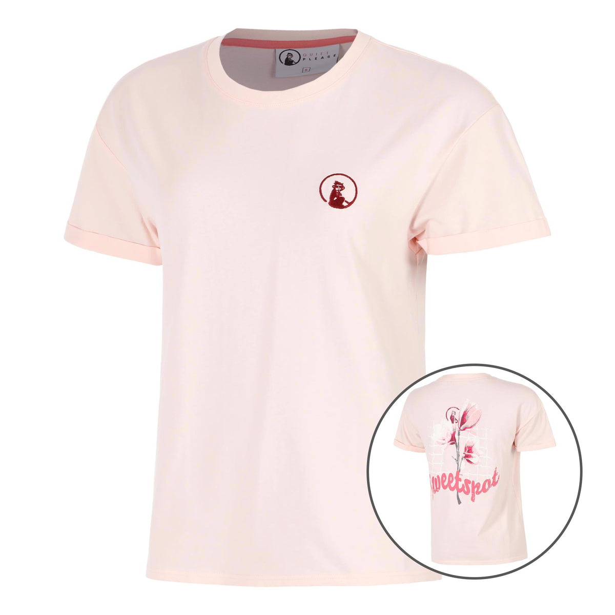 Quiet Please Endlessly Flower T-Shirt Damen-Rosa,Mehrfarbig