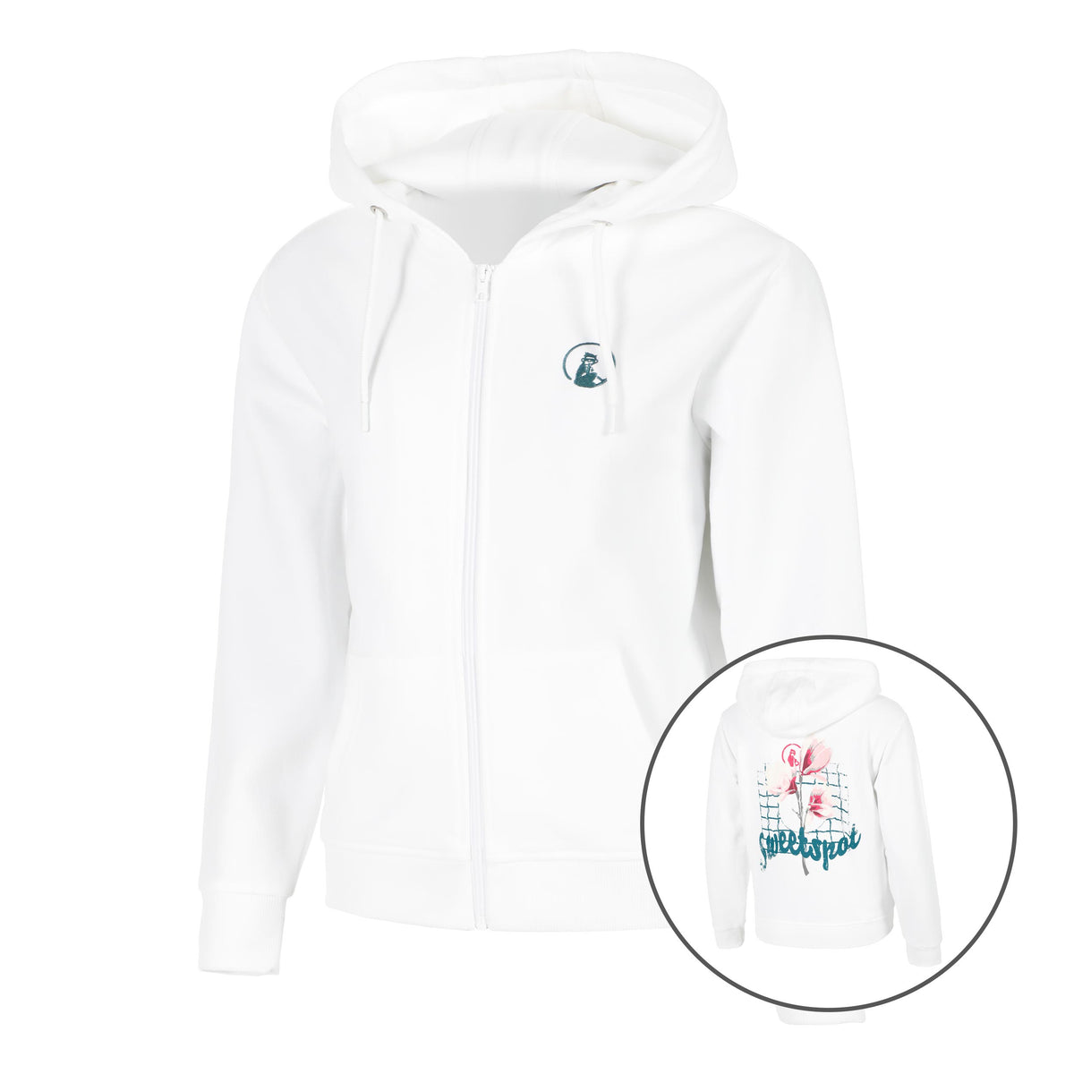 Quiet Please Create Flower Zip Sweatjacke Damen-Weiß,Mehrfarbig
