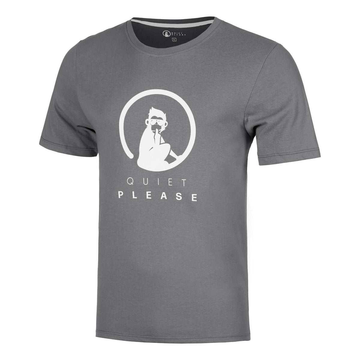 Quiet Please Trainings T-Shirt Herren - grau, weiß