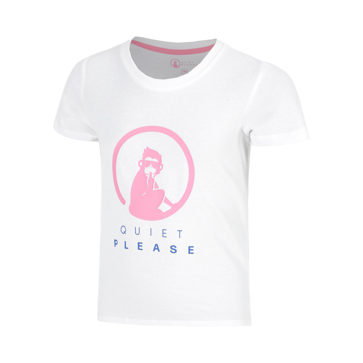 Quiet Please Baseline Logo T-Shirt Mädchen - weiß, neonpink