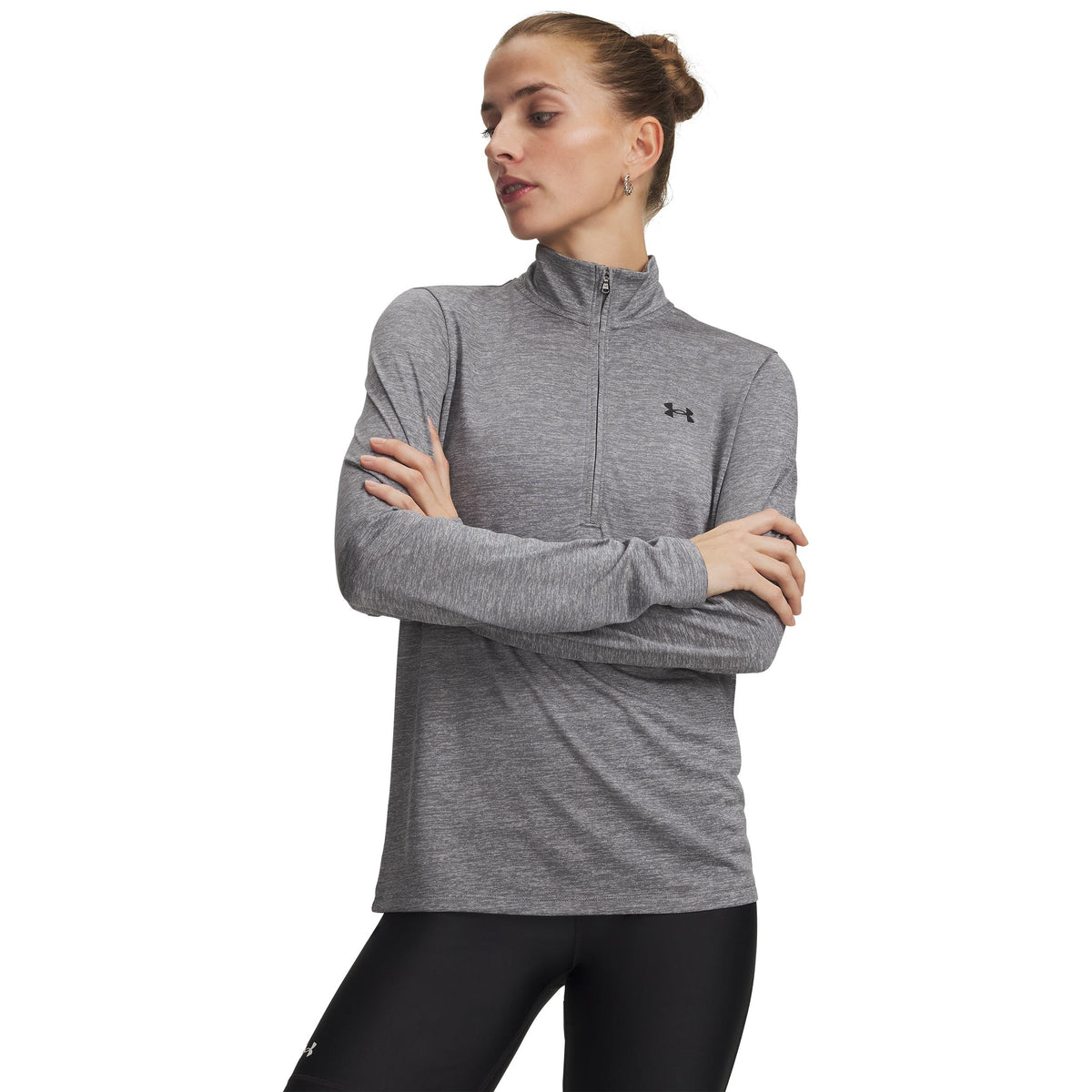 Under Armour Tech 1/2 Zip-Twist Longsleeve Damen-grün, schwarz