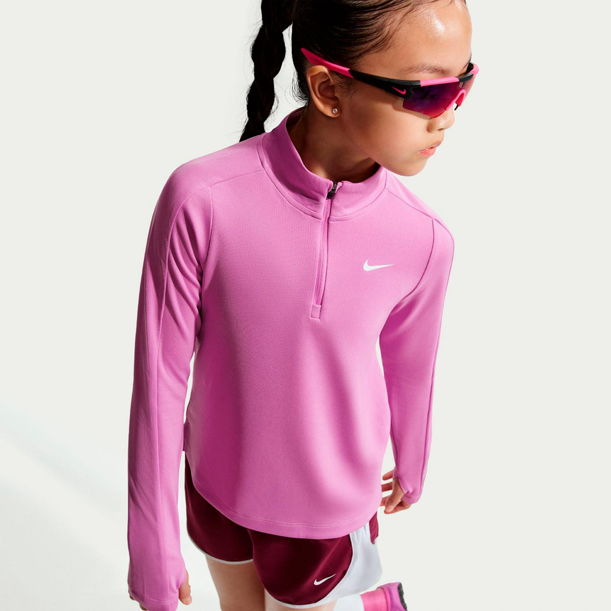 Nike Dri-Fit Half-Zip Long sleeve Girls-lilac, white