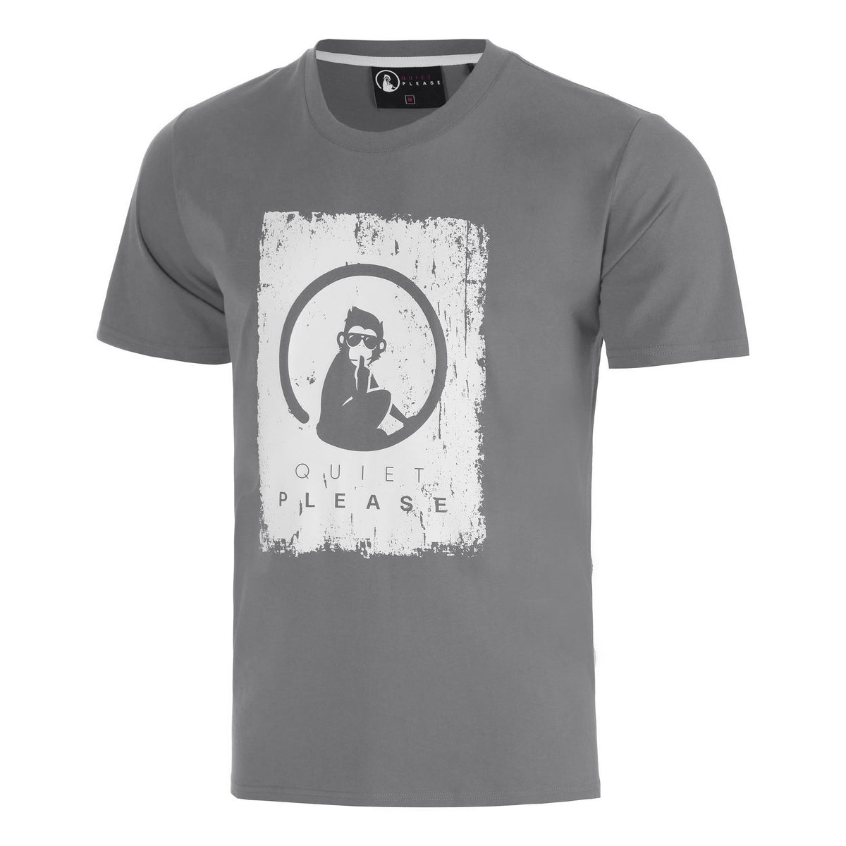 Quiet Please Crush Scraped T-Shirt Men-dark grey, lightgrey
