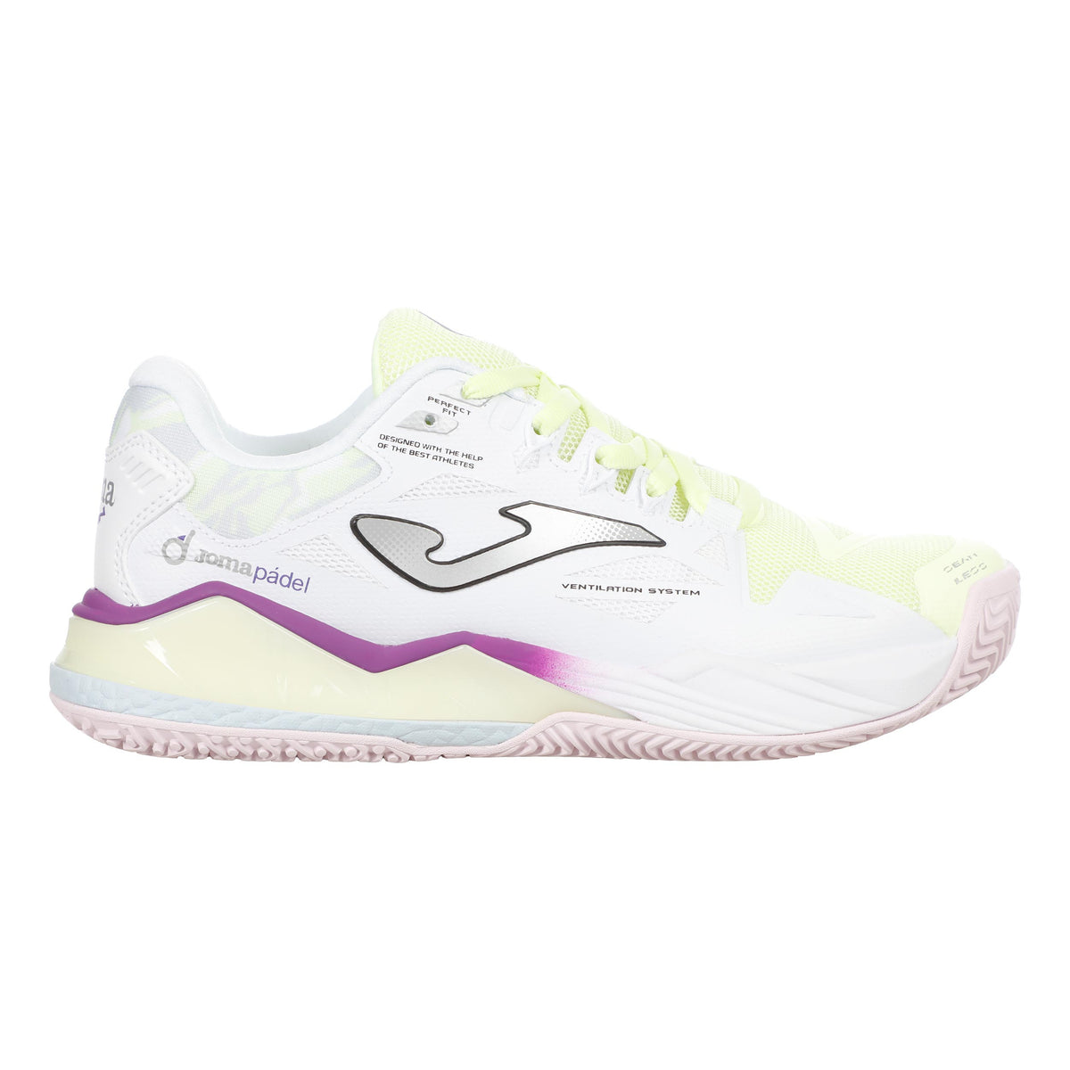 Joma Spin Padelschuh Damen - weiß, limette