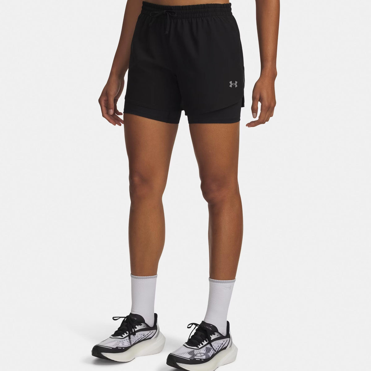 Under Armour Velociti Pro 6in 2n1  Laufshorts Damen-schwarz, silber
