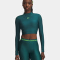 HeatGear Crop Mock Long sleeve Women-green, green