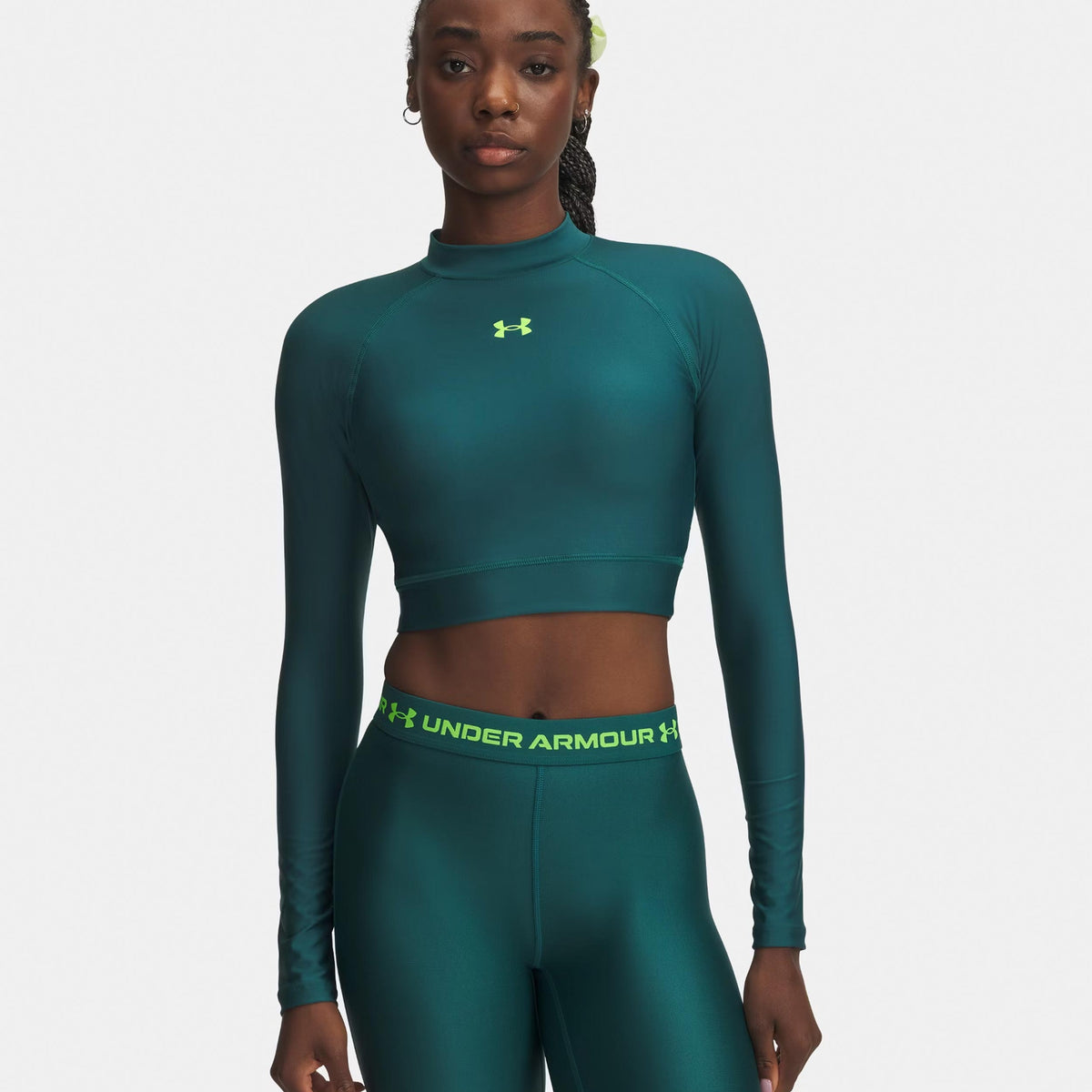 Under Armour HeatGear Crop Mock Long sleeve Women-green, green