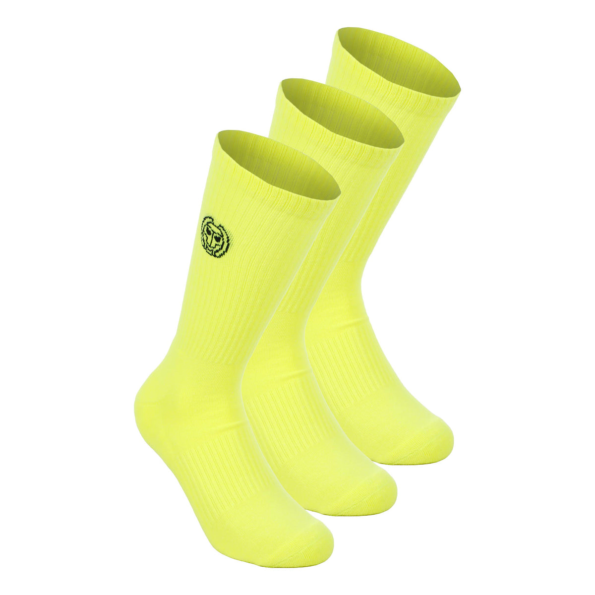 BIDI BADU Crew Performance Tennis Socks 3 Pack Unisex - neon yellow