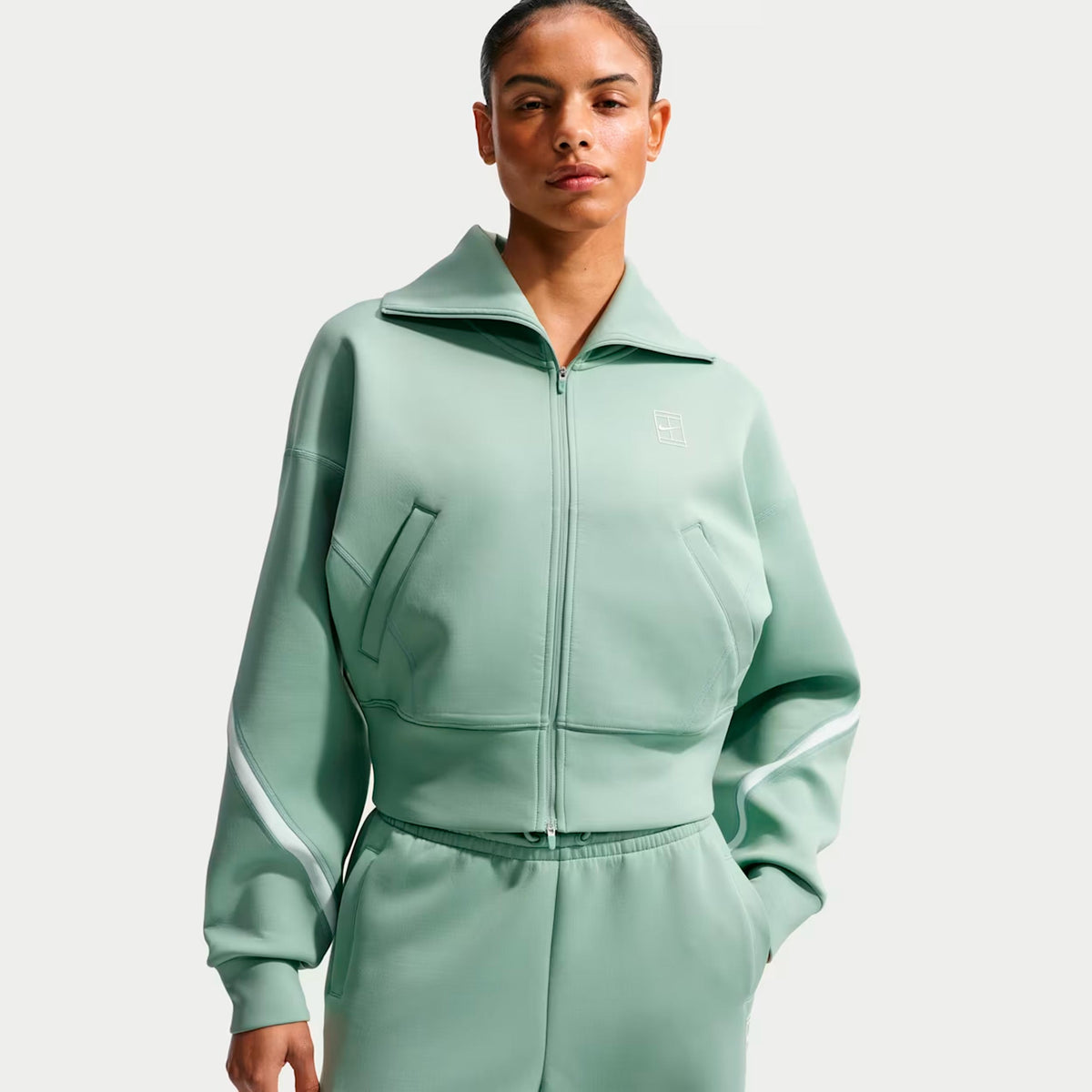 Nike Court Dri-Fit Advantage  Trainingsjacke Damen - graugrün, weiß