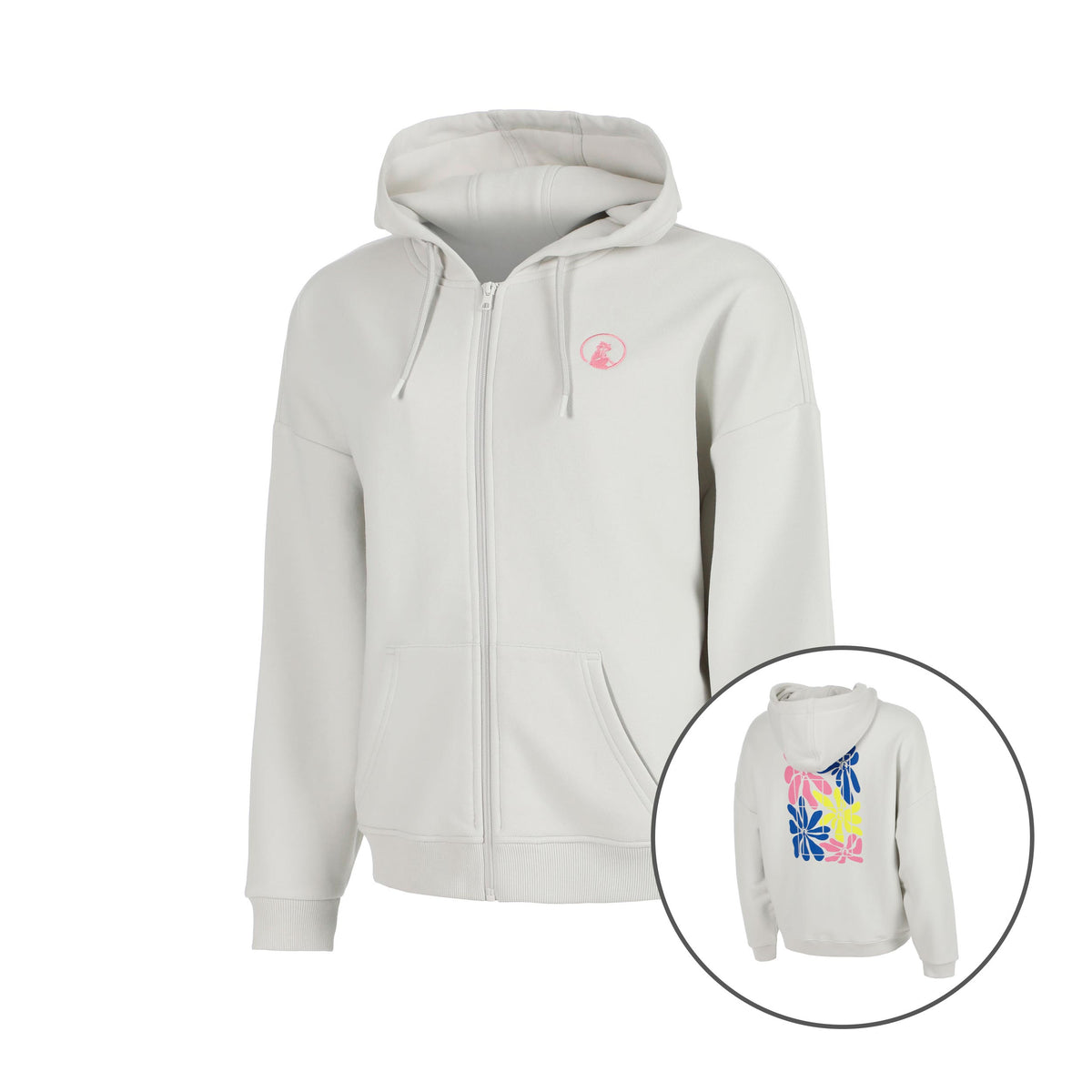 Quiet Please Crush Palm Court Sweatjacke Mädchen-hellgrau, neonpink