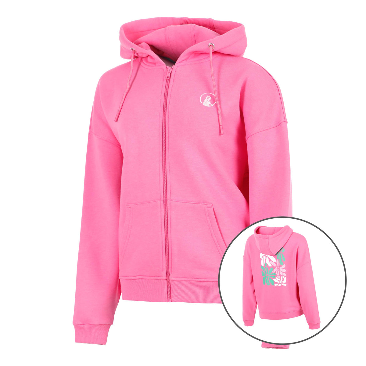 Quiet Please Joy Palm Court Sweatjacke Damen-pink, weiß