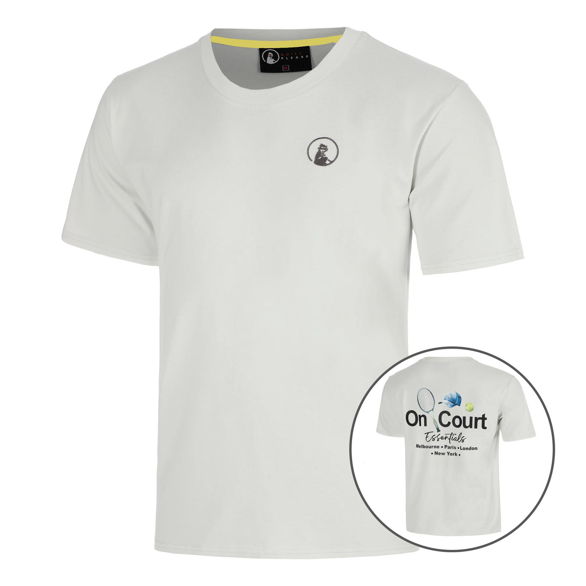 Quiet Please Crush On Court Essentials T-Shirt Men-lightgrey, black