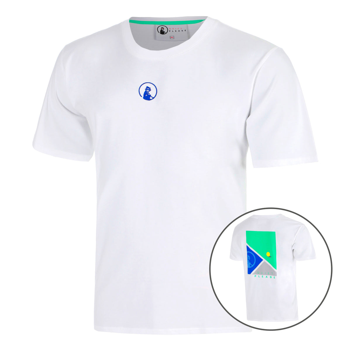 Quiet Please Crush T-Line T-Shirt Men-white, blue