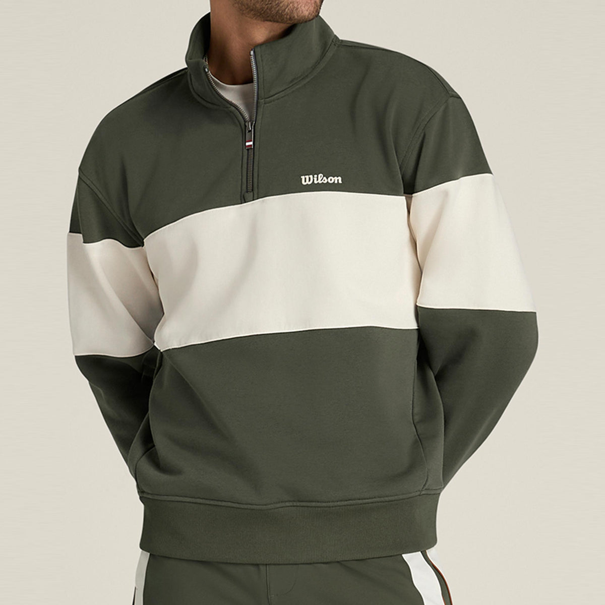 Wilson Playstate French Terry 1/2 Zip Sweatshirt Men-dark green, sand