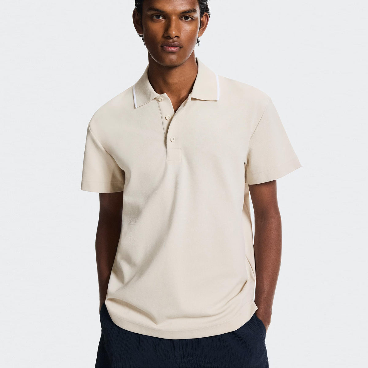 On Courtside Polo Herren - beige, weiß