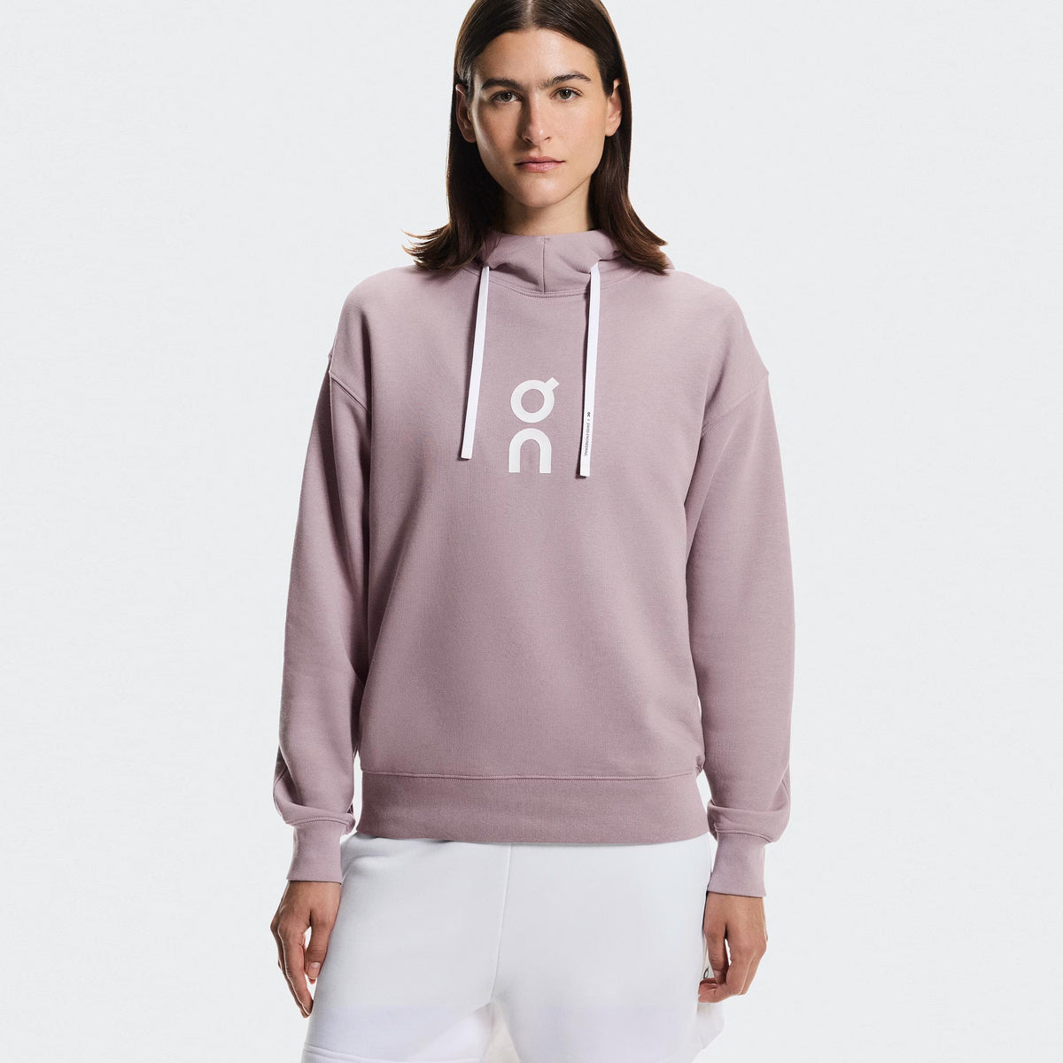 On Club Hoody Damen - mauve, weiß
