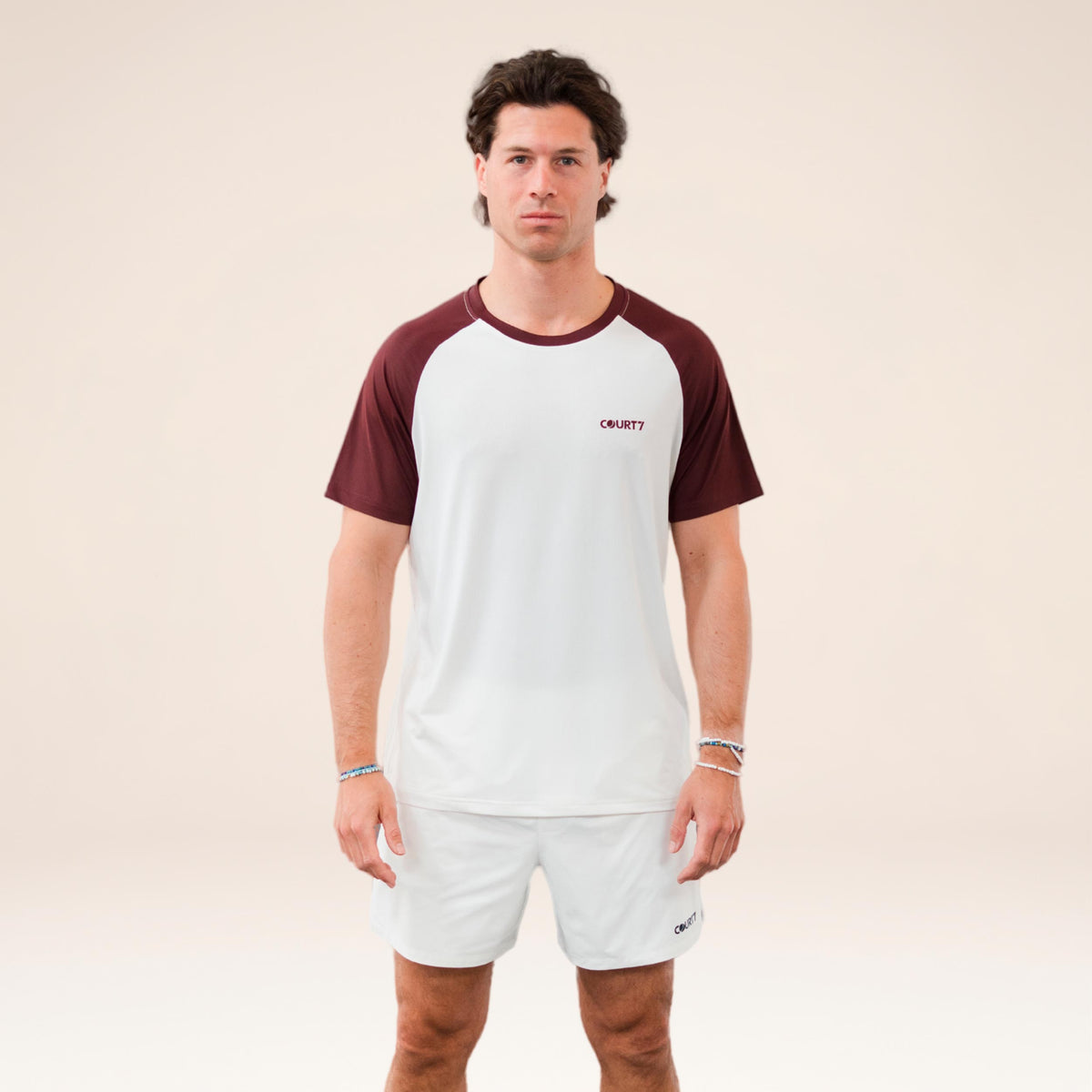 COURT7 Performance Raglan Contrast T-Shirt Men - off white, red