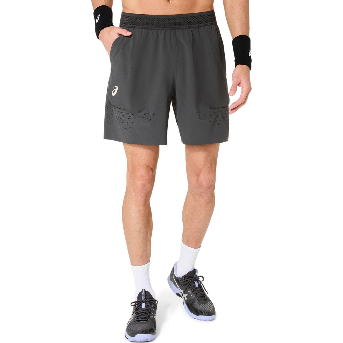 ASICS Match Laser Cut 7in Shorts Men - dark grey, dark blue