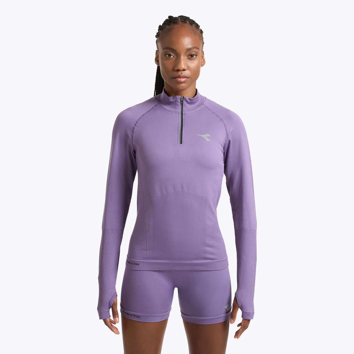 Diadora 1/2 Zip Stratouno Longsleeve Damen - violett