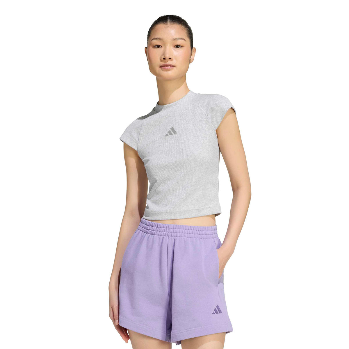 adidas Ribbed T-Shirt Women - lightgrey