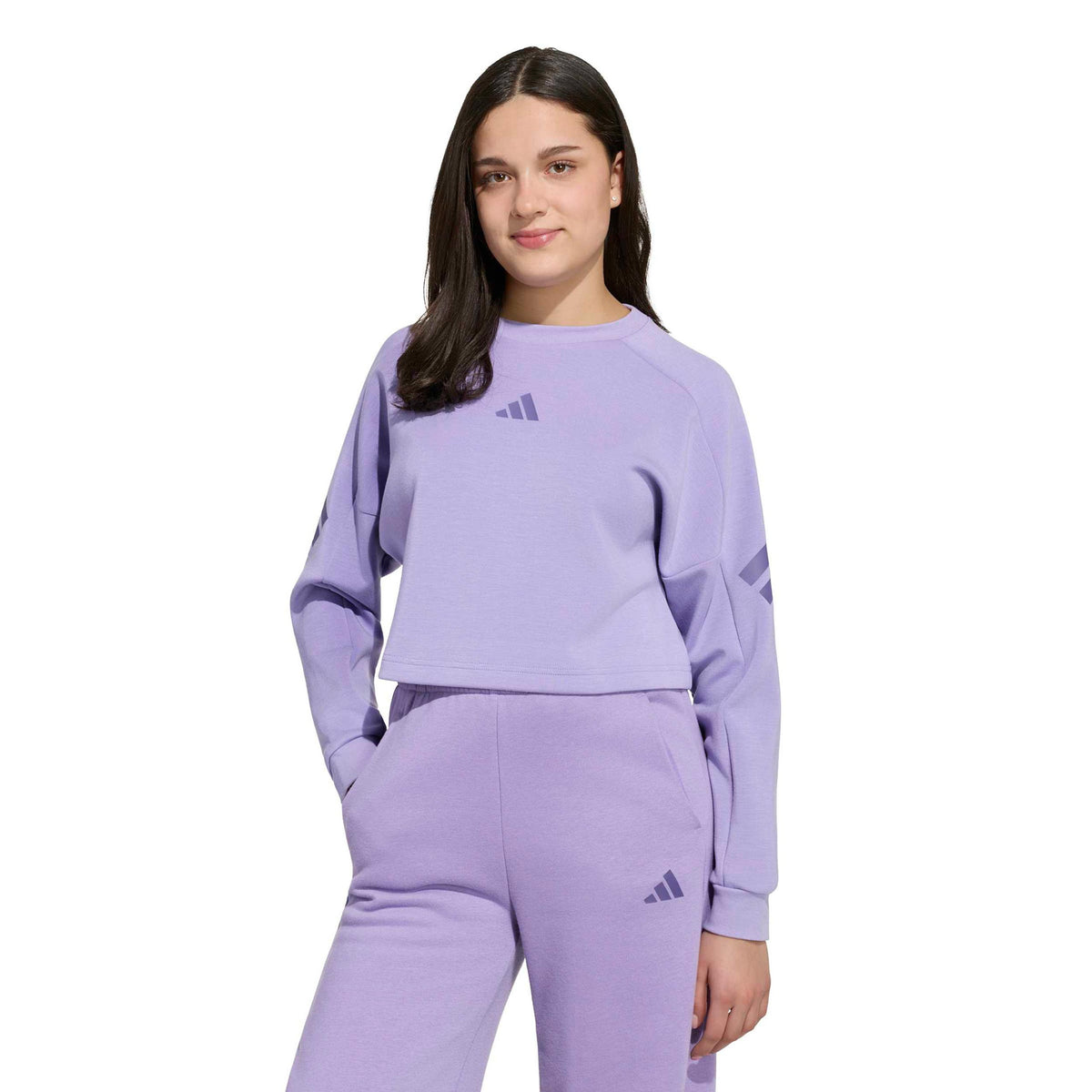 adidas 3Stripes Crew Crop Sweatshirt Girls - lilac