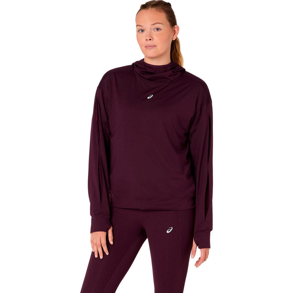 ASICS Nagino Winter Hoodie Laufshirt Damen - weinrot