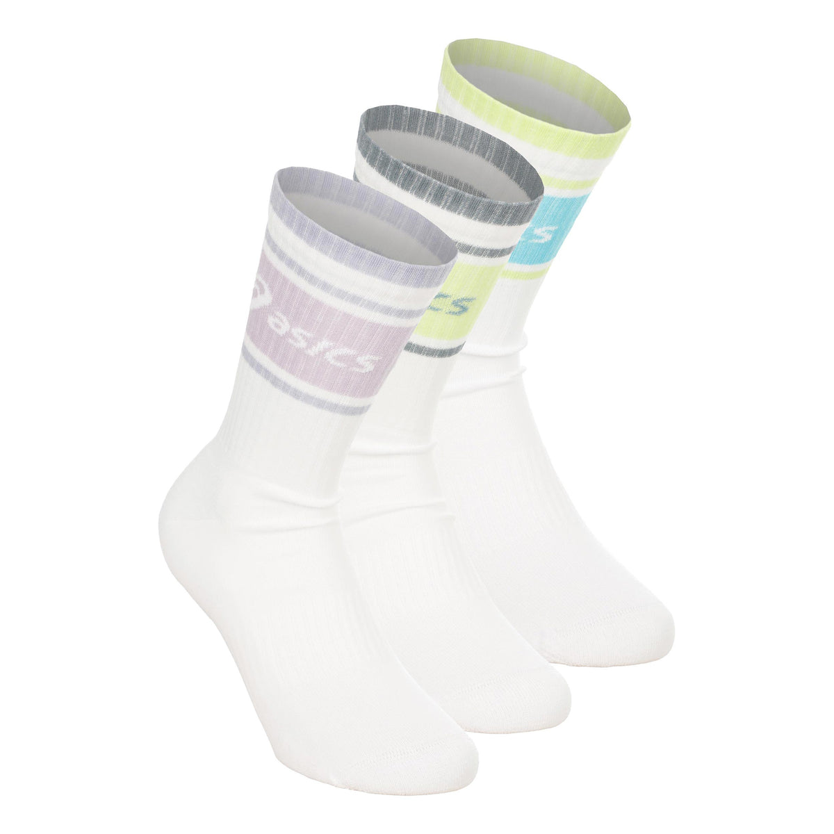 ASICS 3 Pack Asics Logo Crew  Running Socks Unisex - white, multicoloured
