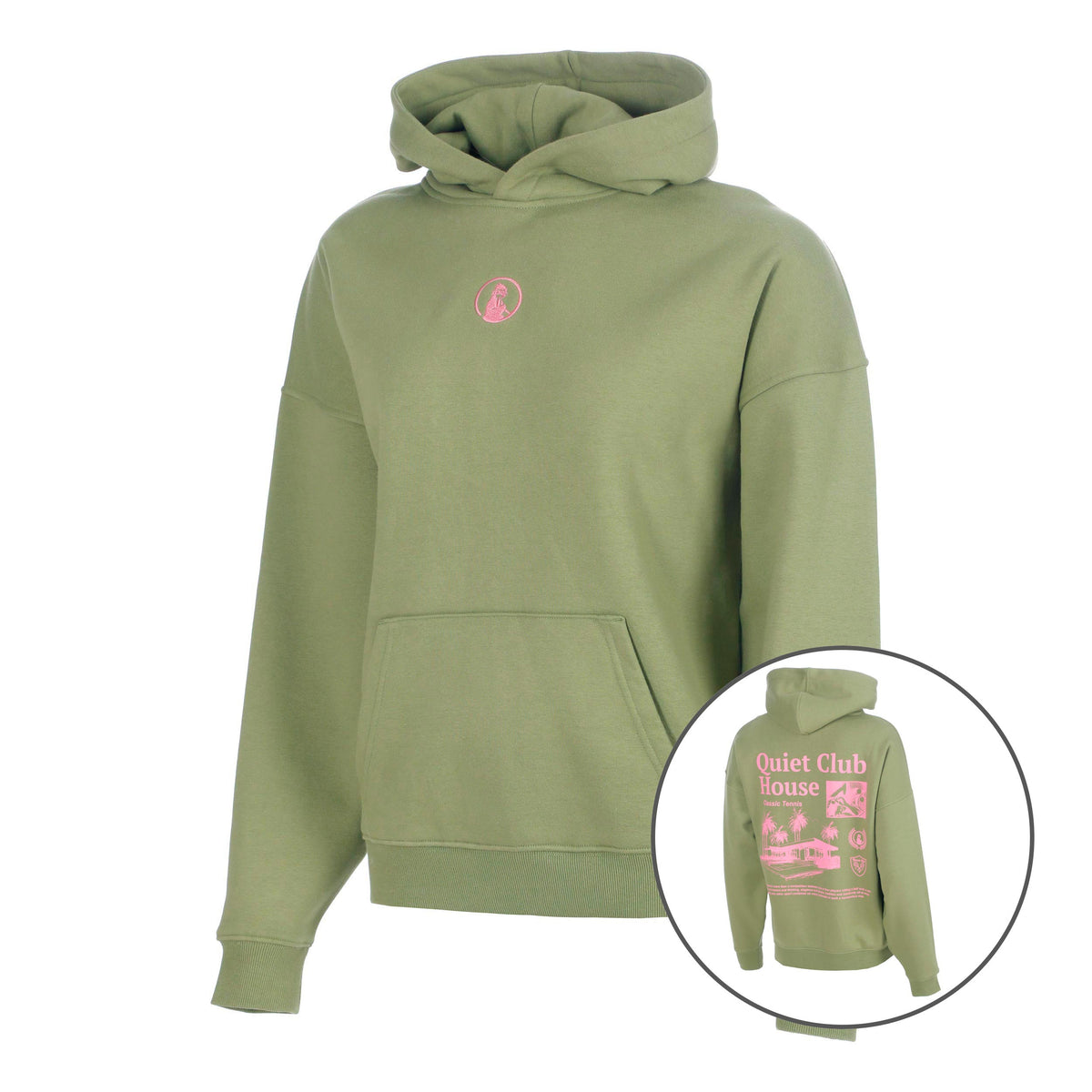 Quiet Please Club House Oversize Hoody Damen - khaki